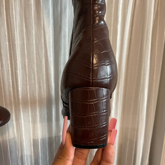 Square Toe Block Heel Knee-High Boot - Picture 4 of 7